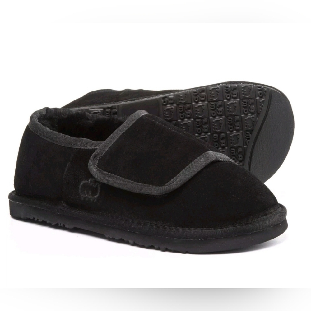 Lamo Sheepskin Wrap Bootie Boots Slipper Shoes MUW1015BM Black Medium 7 New Box